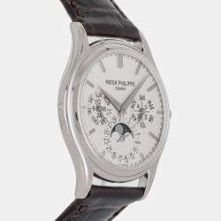 مملوكة مسبقًا Patek Philippe Grand Complications Perpetual Calendar 5140G-001 Automatic Silver Dial 18k White Gold Men's Wristwatch 37mm