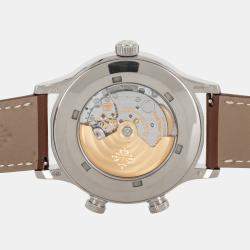 مملوكة مسبقًا باتيك فيليب تعقيدات كالاترافا بايلوت السفر 5524G-001 أزرق أوتوماتيك 18 قيراط ذهب أبيض ساعة يد رجالية 42 ملم