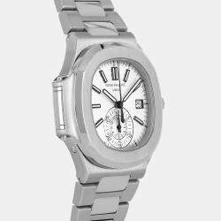 مملوكة مسبقًا Pre-Owned Patek Philippe Nautilus Chronograph 5980/1A-019 White Automatic Stainless Steel Men's Wristwatch 40 MM