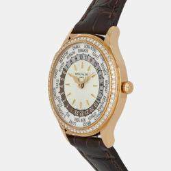 Pre Owned Pre-Owned Patek Philippe Complications World Time 7130R-013 Silver Automatic 18k Rose Gold Men's Wristwatch 36 MM
