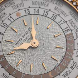 Pre Owned Pre-Owned Patek Philippe Complications World Time 7130R-013 Silver Automatic 18k Rose Gold Men's Wristwatch 36 MM