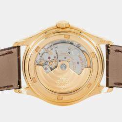 Pre Owned باتيك فيليب كومبليكشينز تقويم سنوي مراحل القمر 5146J-001 كريمي أوتوماتيك 18 قيراط ذهب وردي ساعة يد رجالية 39 ملم مملوكة مسبقاً