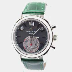 Pre Owned Patek Philippe Annual Calendar 5960P-001 Grey Platinum Automatic Men's Wristwatch 40.5 mm