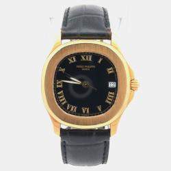 Pre Owned Patek Philippe Aquanaut 5060SJ-001 Black 18K Yellow Gold Automatic Men's Wristwatch 35mm