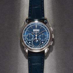 Pre Owned Patek Philippe Grand Complications Perpetual Calendar Chronograph 5270G-014 Blue 18K White Gold Manual Winding Men's Wristwatch 41mm