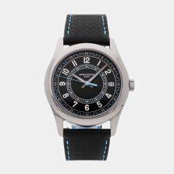 Pre Owned Patek Philippe Calatrava Date 6007G-011 Black 18K White Gold Automatic Men's Watches 40mm