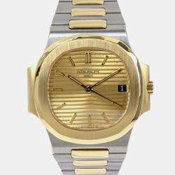 Pre Owned باتيك فيليب نوتيلوس 3800/1 ذهب 18 قيراط ذهب أصفر، فولاذ مقاوم للصدأ أوتوماتيكي ساعة يد رجالية 37 ملم
