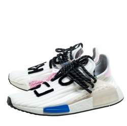 Pharrell Williams x Adidas Cream Knit Fabric NMD Hu Sneakers Size 41 1/3