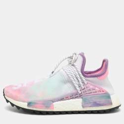 Pharrell Williams x Adidas Multicolor Knit Fabric Hu Nmd Low Top Sneakers Size 39 1 3