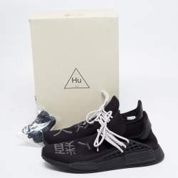 Adidas x Pharrell Williams Black Knit Fabric HU NMD Sneakers Size 47 1/3