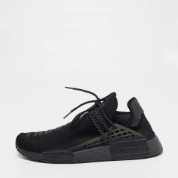Adidas x Pharrell Williams Black Knit Fabric  Breathe Panelled Low-Top Sneakers Size 44