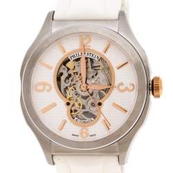 Philip Stein white Skeleton Stainless Steel Prestige Men's Wristwatch 45 mm