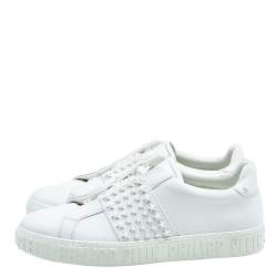 Philipp Plein White Leather Stars Embellished Low Top Sneakers Size 42.5
