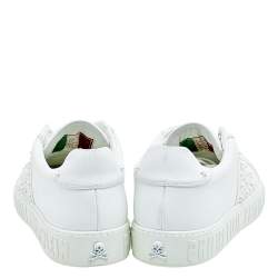 Philipp Plein White Leather Stars Embellished Low Top Sneakers Size 42.5