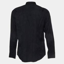Pre Owned Philipp Plein Black Skull Pattern Cotton Diamond Cut Shirt L