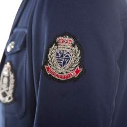 Pre Owned Philipp Plein Navy Blue Embellished Crest and Epaulette Detail Jacket L