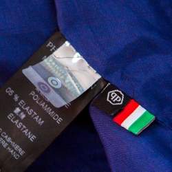 Pre Owned Philipp Plein Navy Blue Embellished Crest and Epaulette Detail Jacket L