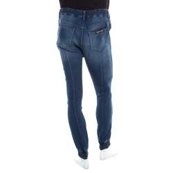 Pre Owned Philipp Plein Indigo Faded Effect Denim Jogger Style Jeans S