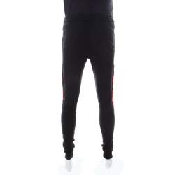 Pre Owned Philipp Plein Couture Black and Red Knit Tartan Panel Jogger Pants S 