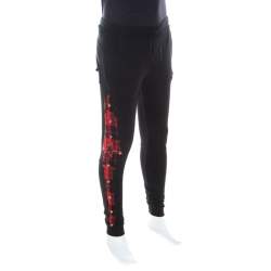Pre Owned Philipp Plein Couture Black and Red Knit Tartan Panel Jogger Pants S 