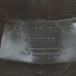 Pre Owned Philipp Plein Couture Black and Red Knit Tartan Panel Jogger Pants S 