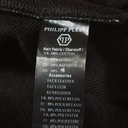 Pre Owned Philipp Plein Black Cotton Biker Detail Hooded Jacket 4XL