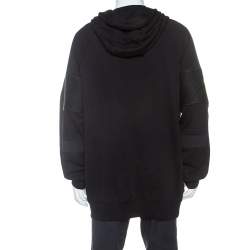 Pre Owned Philipp Plein Black Cotton Biker Detail Hooded Jacket 4XL