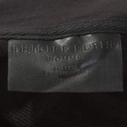 Pre Owned Philipp Plein Black Cotton Biker Detail Hooded Jacket 4XL