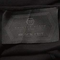 Pre Owned Philipp Plein Black Skull Print Cotton Crystal Detail T-Shirt 4XL