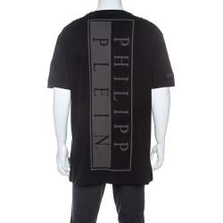 Pre Owned Philipp Plein Black Cotton Embellished Skull Detail T-Shirt 4XL