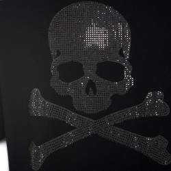 Pre Owned Philipp Plein Black Cotton Embellished Skull Detail T-Shirt 4XL