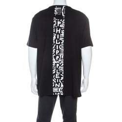 Pre Owned Philipp Plein Black Skull Print Cotton Crystal Embellished T-Shirt 4XL