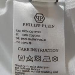 Pre Owned Philipp Plein White Cotton Logo Embossed T-Shirt 4XL