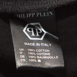 Pre Owned Philipp Plein Black Cotton Crystal Embellished Like Sparks T-Shirt 5XL