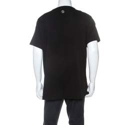 Pre Owned Philipp Plein Black Cotton Crystal Embellished Like Sparks T-Shirt 5XL