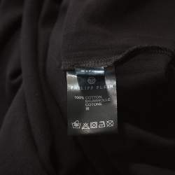 Pre Owned Philipp Plein Black Cotton Printed Crystal Detail Polo T-Shirt 3XL