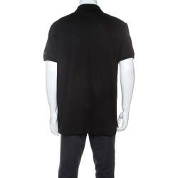 Pre Owned Philipp Plein Black Cotton Skull Detail Double Colors Polo T-Shirt 4XL