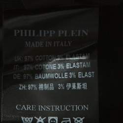 Pre Owned Philipp Plein Black Embellished Cotton Diamond Cut Shirt 4XL