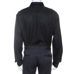 Pre Owned Philipp Plein Black Embellished Cotton Diamond Cut Shirt 4XL