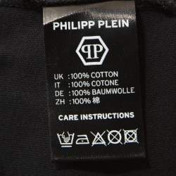 Pre Owned Philipp Plein Black Cotton Printed Crystal Detail Monopoly T-Shirt 4XL