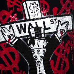 Pre Owned Philipp Plein Black Cotton Printed Crystal Detail Monopoly T-Shirt 4XL