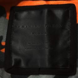 Pre Owned Philipp Plein Orange Camouflage Print Cotton Volantine Polo T-Shirt 3XL