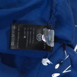 Pre Owned Philipp Plein Printed Blue V Neck Money T-Shirt