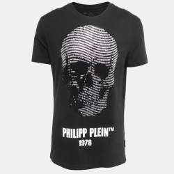 Philipp Plein Homme Black Skull Embellished Cotton Crew Neck T-Shirt XL