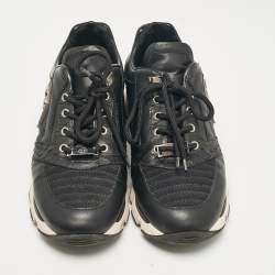 Philipp Plein Black Leather and Python Embossed Lace Up Sneakers Size 43