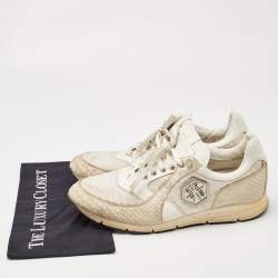 Philipp Plein Cream Python Embossed and Leather Lace Up Sneakers Size 45
