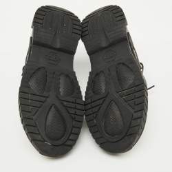 Philipp Plein Black/Silver Patent Leather and Knit Fabric Low top Sneakers Size 43