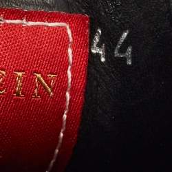 Pre Owned Philipp Plein Black Quilted Leather Skull Slip On Sneakers Size 44