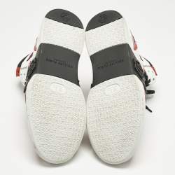 Pre Owned Philipp Plein Red Leather and Suede Phantom Kicks High Top Sneakers Size 42