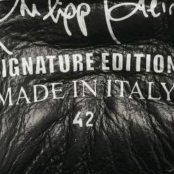 Pre Owned Philipp Plein Red Leather and Suede Phantom Kicks High Top Sneakers Size 42